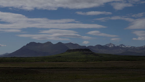 Scenic view of mountains against sky