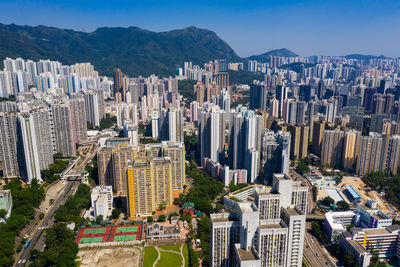 Aerial view of buildings in city