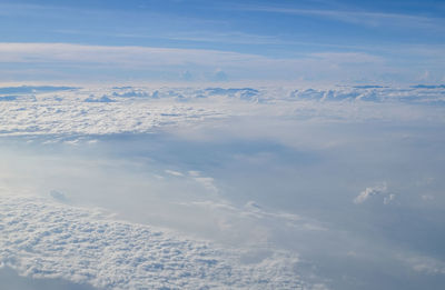 Aerial view of clouds over landscape against sky