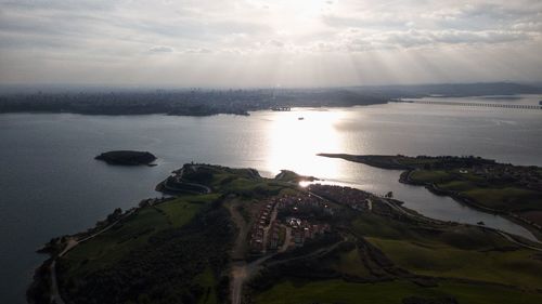 High angle view of sea against sky