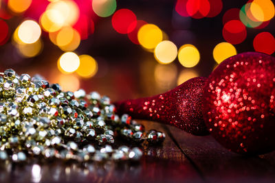 Close-up of illuminated christmas tree