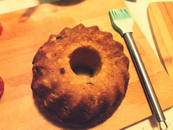 High angle view of bread on table