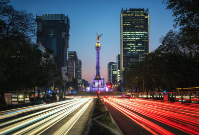 Light trails in city at night