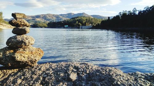 Scenic view of lake against sky