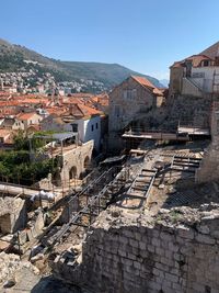 High angle view of buildings in city