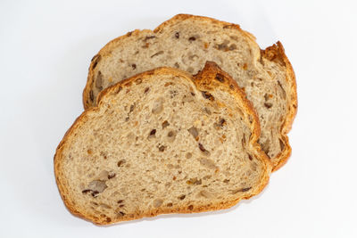 Close-up of bread against white background