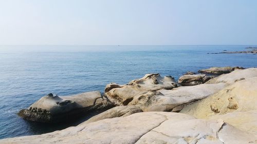 Scenic view of sea against clear sky
