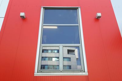 Red window of building