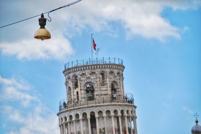 Low angle view of building against cloudy sky