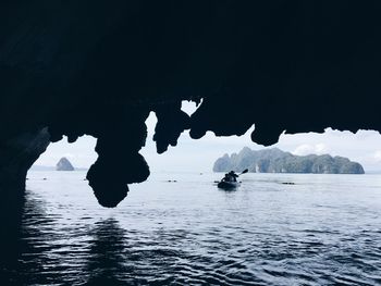 Scenic view of sea against sky during winter