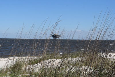 Scenic view of sea against clear sky