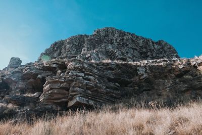 Low angle view of mountain against sky
