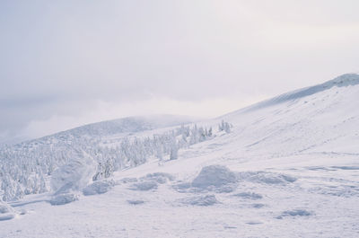 Snow covered mountain against sky