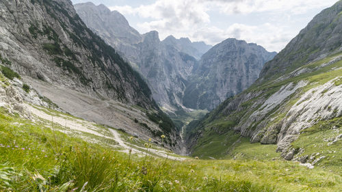 Scenic view of mountains against sky