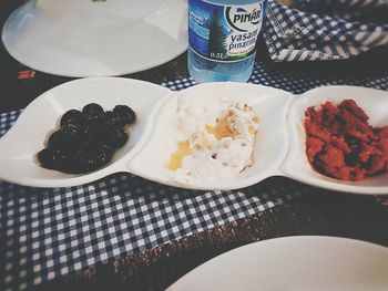 High angle view of meal served in plate