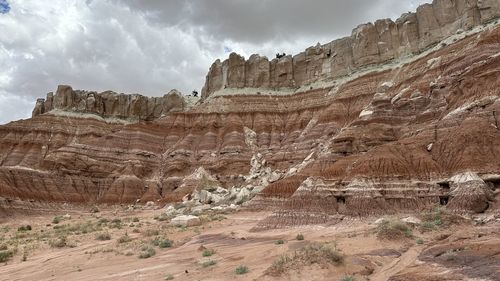 Rock formations on mountain against sky