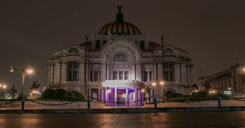 Illuminated building at night