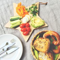 High angle view of vegetables