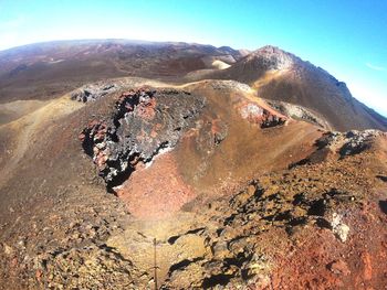 Aerial view of landscape against clear sky