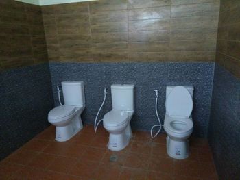 High angle view of toilet in bathroom