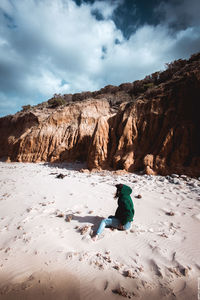 Scenic view of mountain against sky during winter