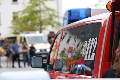 Close-up of car on street