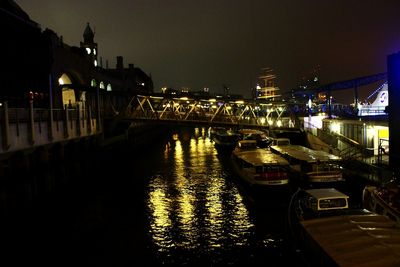 Bridge over river at night