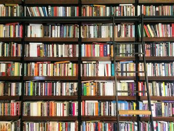 Full frame of books on shelf