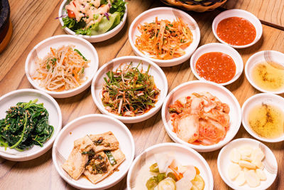 High angle view of food on table