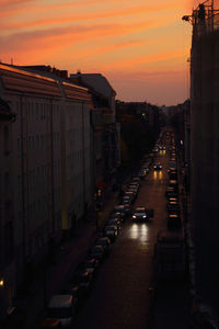 View of city at sunset