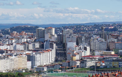 High angle view of buildings in a coruña city