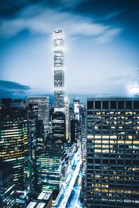 View of skyscrapers at night