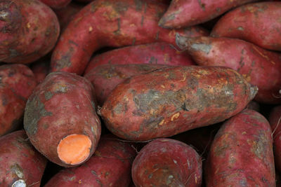 Full frame shot of sweet potatoes for sale at market