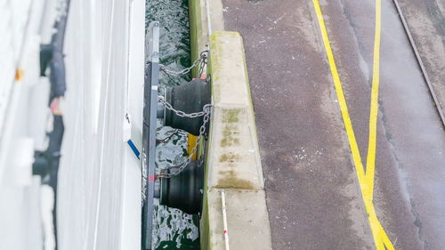 High angle view of cars on road