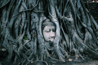 Statue of buddha against building