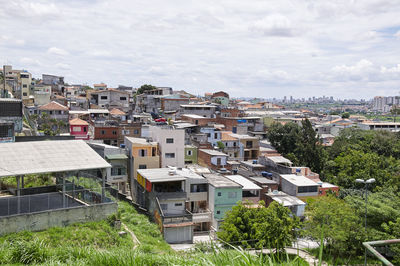 High angle view of townscape against sky