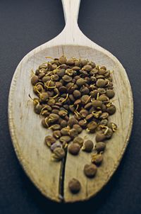 Close-up of coffee beans on black background
