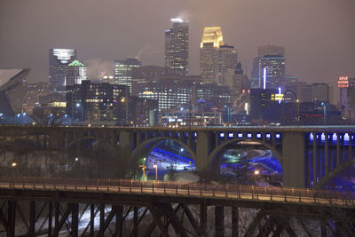 Illuminated city at night