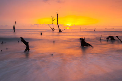 Scenic view of sea against sky during sunset