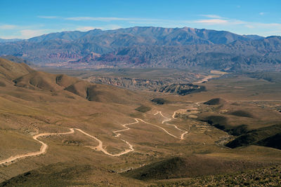 Aerial view of mountains against sky