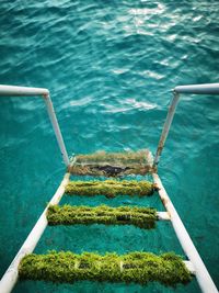 High angle view of swimming pool by sea