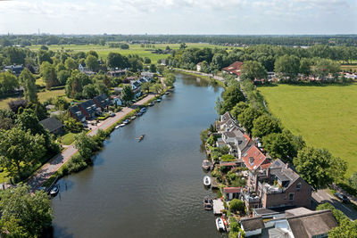 Aerial from the river vecht near breukelen in the netherlands