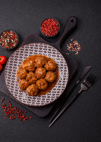 High angle view of food on table