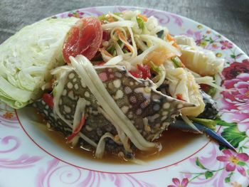 Close-up of food served in plate