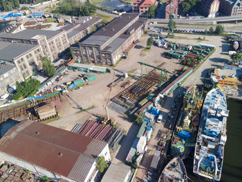High angle view of city street
