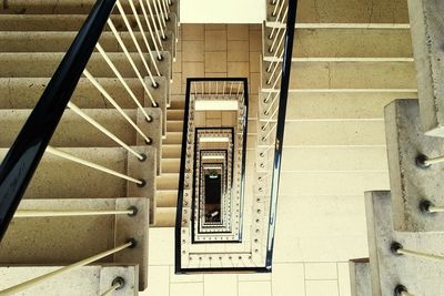 High angle view of spiral stairs