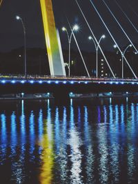 Reflection of illuminated buildings in water