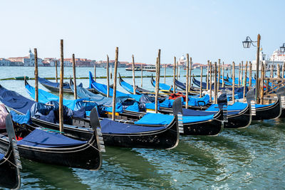 Gondolas at the piazza san marco in venice, italy