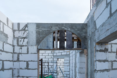 Low angle view of old building against sky