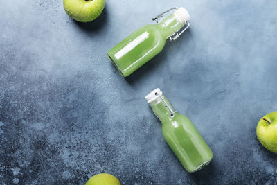 High angle view of green balls on table